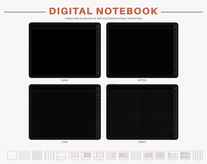 Digital Notebook Dark Mode for Goodnotes Notability Etc. Etsy