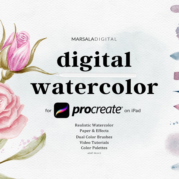 Procreate Watercolor Brushes, Watercolor Kit for Procreate, Digital Watercolor, Watercolour Brushes, Ipad Brushes, Procreate Brush Set