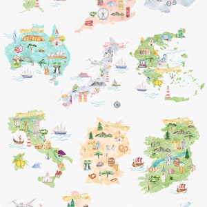 Aquarell Landkarte Schöpfer, Landkarte Schöpfer, Landkartensymbole, Reise, Planer, Weltkarte Clipart, USA Staaten Karten, Ziel Hochzeit Clipart Bild 2