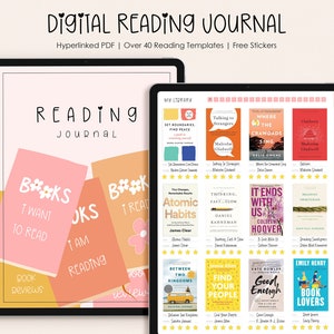Diario di lettura digitale, Pianificatore di lettura digitale Goodnotes, Registro di lettura, Tracker di lettura, Diario di lettura per iPad e tablet Android