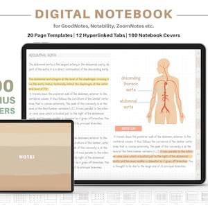 Quaderno digitale per Goodnotes Notability ecc. Quaderno digitale con collegamento ipertestuale per studenti, modello di note per prendere appunti, quaderno orizzontale
