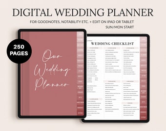 Wedding Planner for iPad Goodnotes, Wedding Template PDF, Wedding Digital Download, Wedding Planner PDF, Digital Wedding Planner, 250 Pages