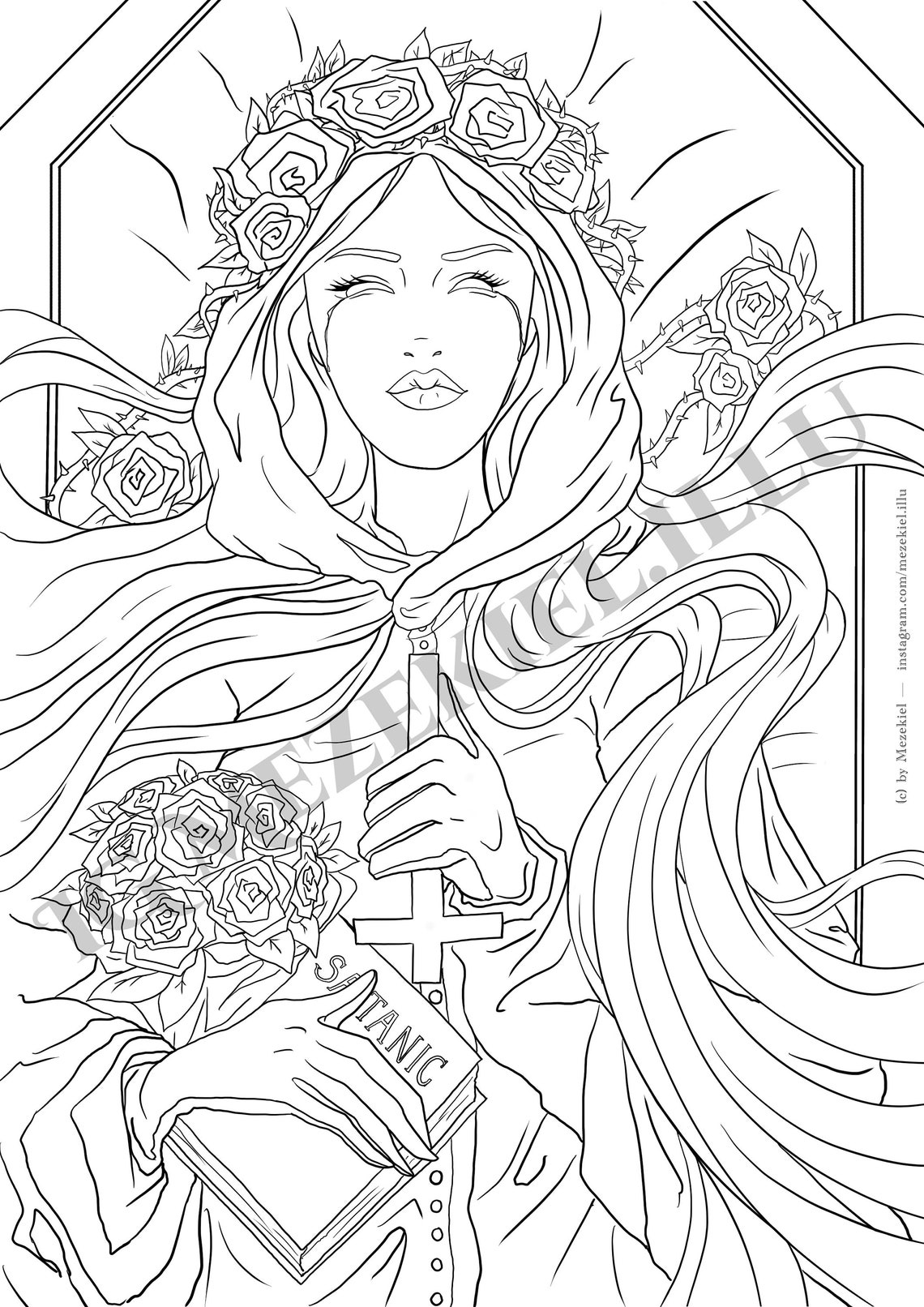DARK MAIDEN Adult Coloring Page Instant Download Printable | Etsy