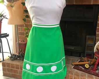 Authentic 1960s vintage women’s dress green and white with polka dots