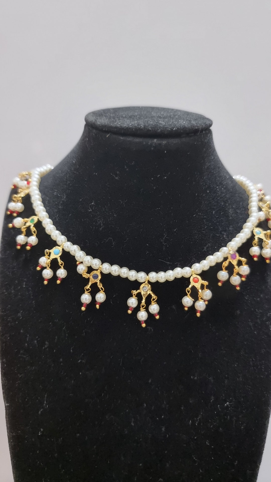 Bridal Jadau Necklace Earring Set/ Hyderabadi Multicoloured Necklace ...