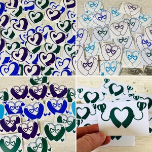 Hearing aid/ cochlear implant themed decals/ stickers, heart of hearing sticker, hearing aid sticker, cochlear implants stickers