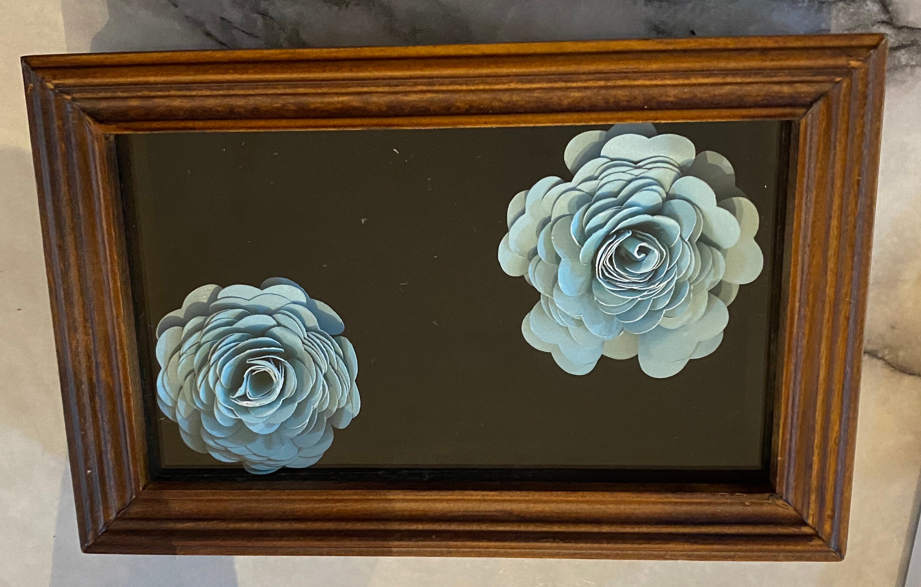 Custom made frame 6x3.5 inches shadow box with paper flower Etsy