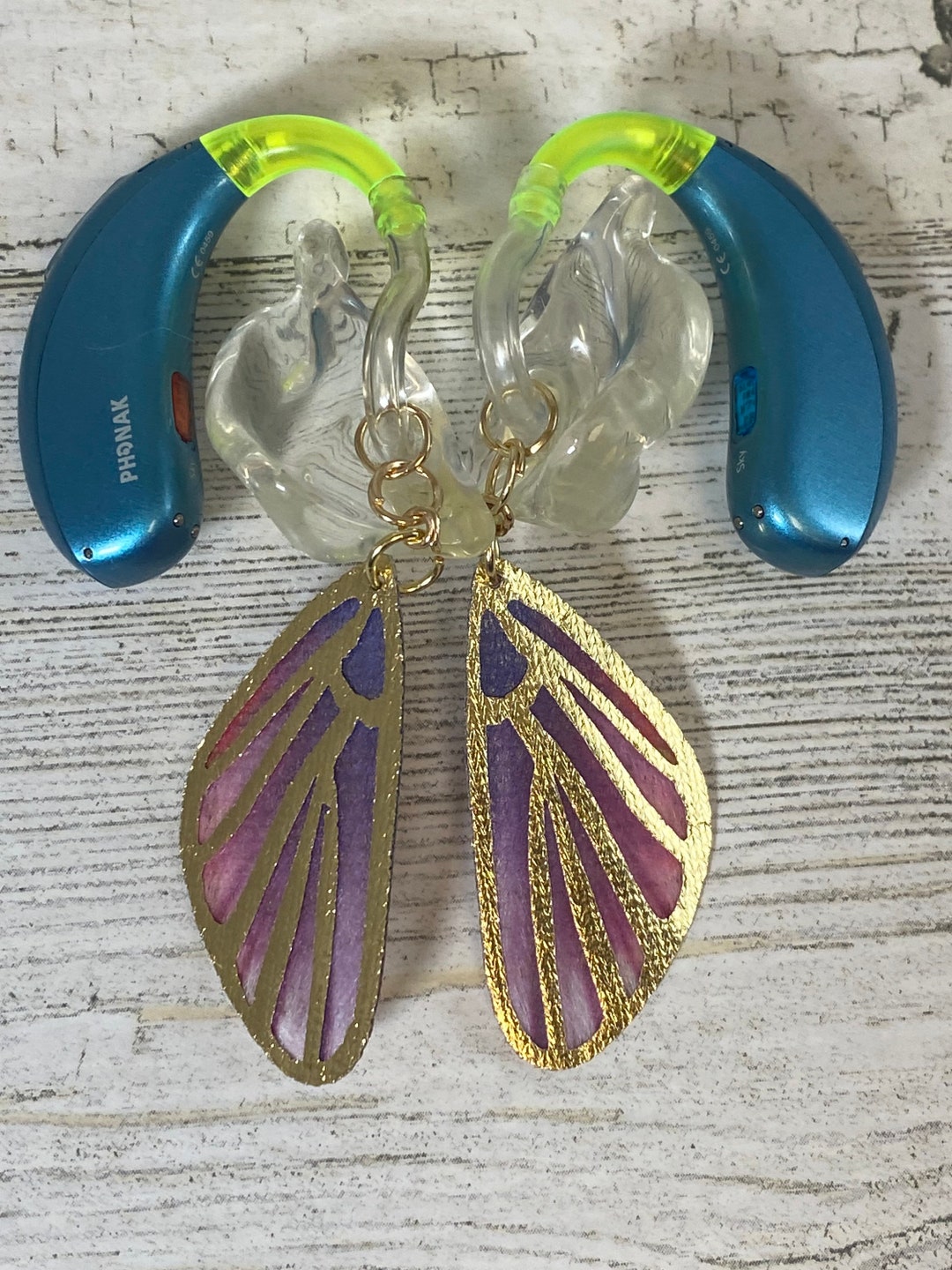 Hearing Aid/ Cochlear Implant Charms: Butterfly Wings in Watercolor ...