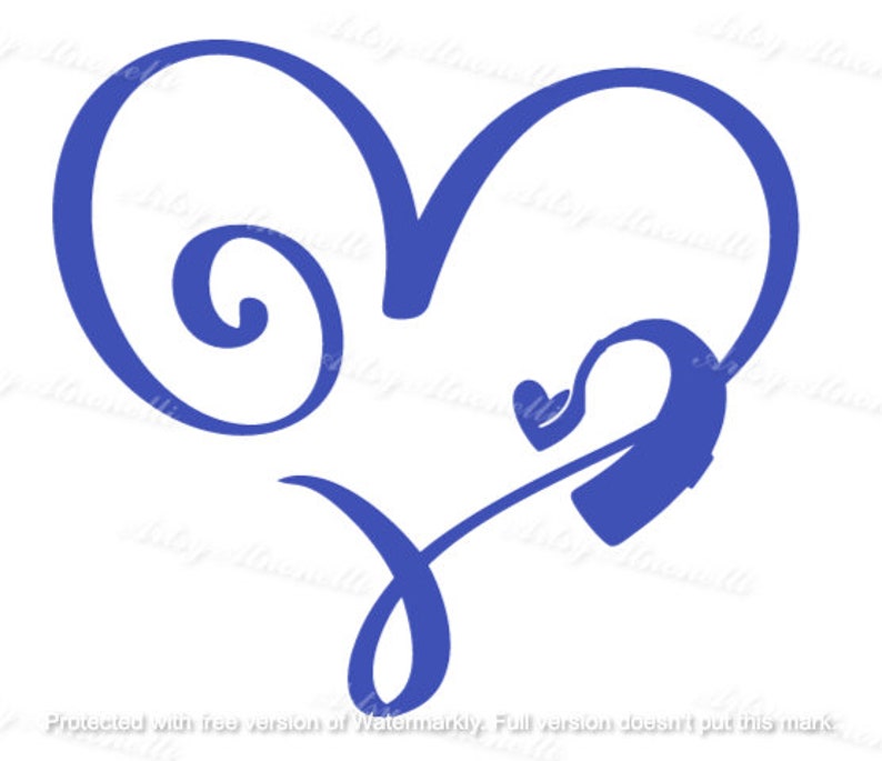 May include: A blue stylised heart with a smaller heart inside. The heart is a decorative design for a wedding, anniversary, or Valentine's Day.