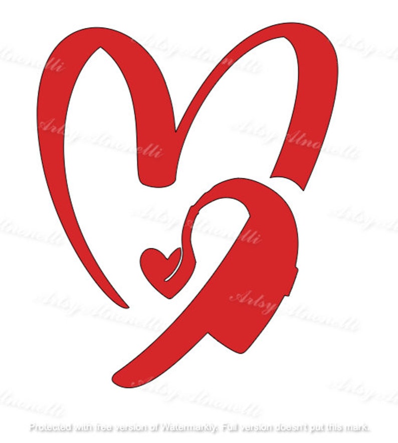 May include: A red heart with a red hearing aid inside. The hearing aid is shaped like a stylised ear.