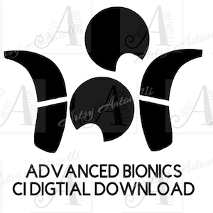 May include: Black and white digital download graphic of three abstract shapes, with the text "ADVANCED BIONICS CI DIGITAL DOWNLOAD" below.