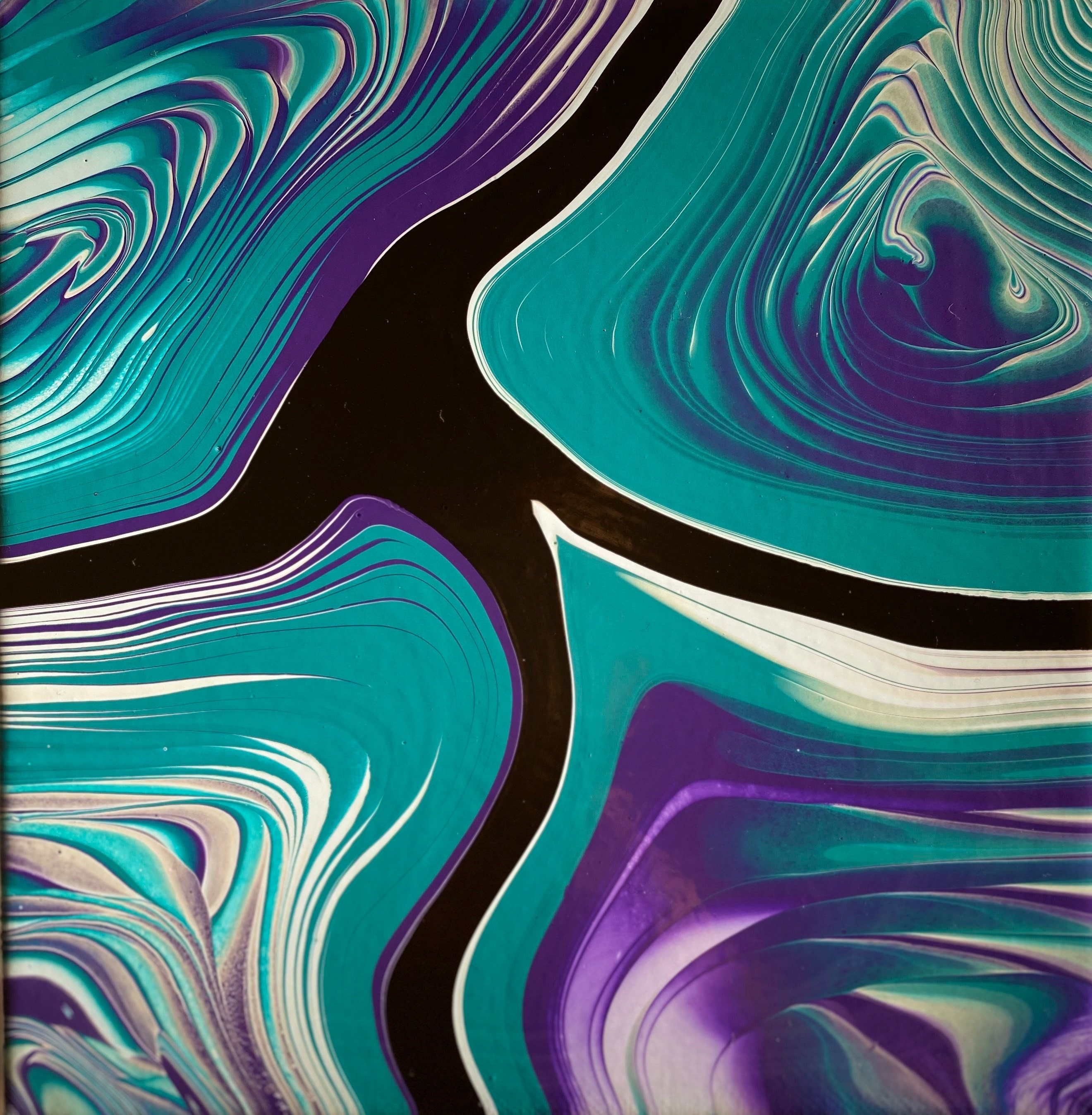 Dúo de pintura de color acrílico azulado púrpura y negro | Etsy