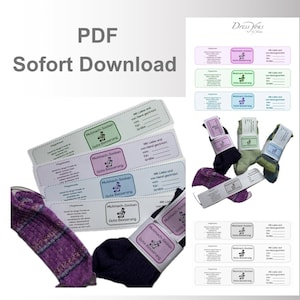 Socken Banderole als PDF-Download für (selbstgestrickte) Mutmach-Socken zum selber drucken - Mit Liebe gemacht und verpackt