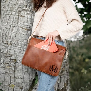 Leather Messenger Bag, Leather Crossbody Laptop Bag, Leather Laptop Case, Leather iPad Case, Leather Tote Bag, Womens Laptop Computer Bag