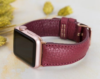 Apple Watch Band 38mm 40mm 41mm 44mm 45mm 49mm, Genuine Leather Handmade iWatch Strap Bracelet,Series 8 7 6 5 4 3 2 Anniversary Gift For Her