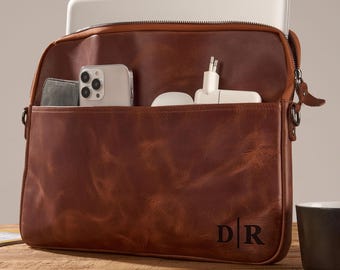 Bolso de piel para portátil, maletín de piel personalizado, bolso bandolera para portátil, bolso de trabajo, bolso de negocios personalizado para hombres y mujeres.
