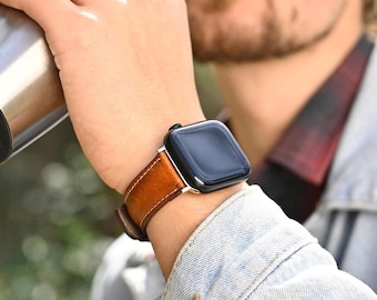 Apple Watch Band, Leather Apple Strap 38mm 40mm 41mm 42mm 45mm 46mm 49mm Ultra, Apple Watch Series 11 10 9 8 7 6 5 4 3 2, Custom iWatch Band