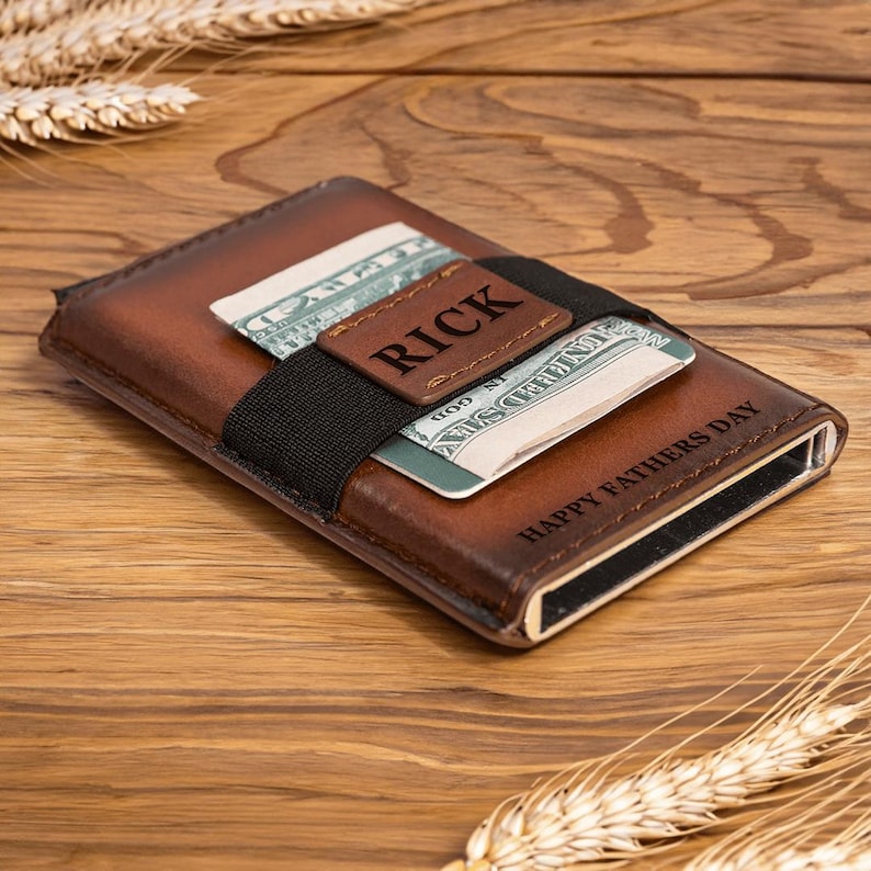 Engraved Dad Gift Men's Wallet, Custom Monogrammed Wallet, Pop-up Card Holder, Men's Wallets, Groomsman Wallet, Valentines Day Gift