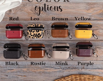 Apple AirPods Pro Leather Personalized Cover Wireless Charging Competible Engraved Airpods Pro Case with Keychain for Him Her Christmas Gift
