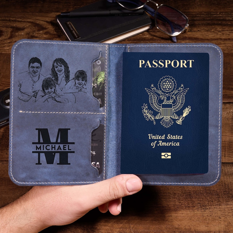 Passport Cover Personalized Gift For Him Men, Leather Passport Holder Gift For Dad,Passport Wallet Gift For Boyfriend,Christmas Gift Husband