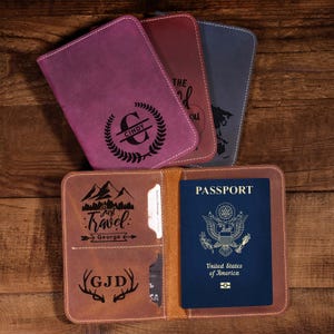 Passport Cover Personalized Gift For Him Men, Leather Passport Holder Gift For Dad,Passport Wallet Gift For Boyfriend,Christmas Gift Husband