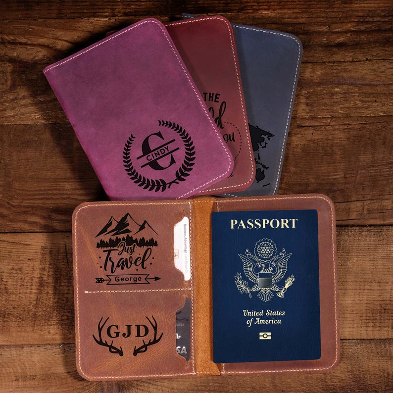 Passport Cover Personalized Gift For Him Men, Leather Passport Holder Gift For Dad,Passport Wallet Gift For Boyfriend,Christmas Gift Husband
