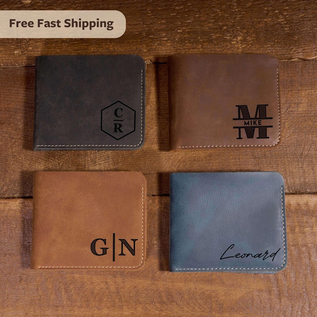 Personalized Men’s Leather Wallet: Custom Minimalist Front Pocket ...