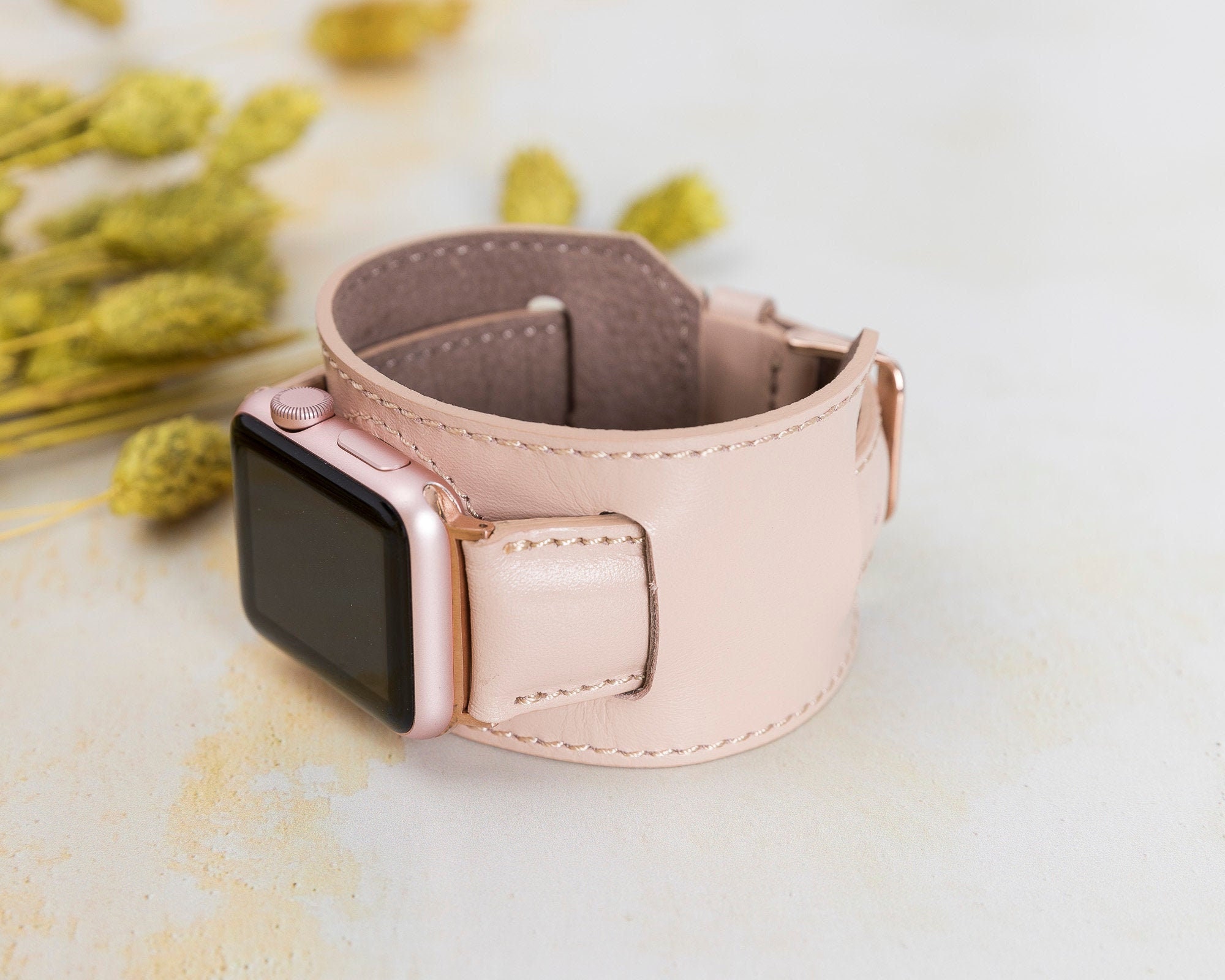 Cream Cuff Leather Apple Watch Band iWatch Series 5 4 3 2 Etsy