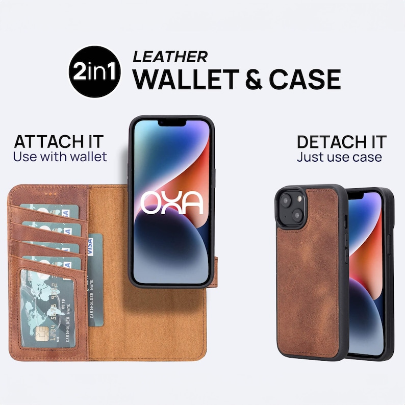 Leather iPhone Magsafe Case, iPhone 15 Pro Max Case, iPhone 13 Case, iPhone 14 Pro Wallet Case, Personalized iPhone Card Cover for Christmas