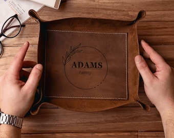 Leather Tray and Catch All Tray, Dice Desk Tray for Home Decor, Unique Housewarming Gifts, Christmas Gifts, Wedding Gift for Couples