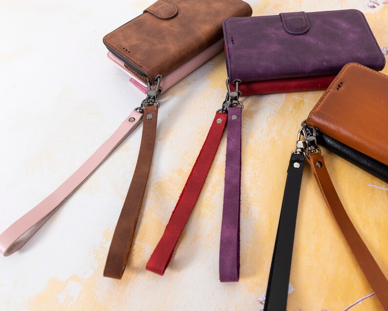 Genuine Leather Wristlet Strap for Phone Cases, Bags, Purses and Many More, iPhone Samsung Case Strap, Key Chain Strap, Personalized Gift
