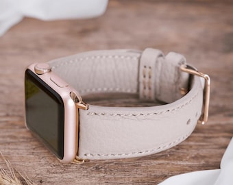 Mink Apple Watch Band 38mm 40mm 41mm 44mm 45mm 46mm 49mm, Leather Handmade iWatch Straps, Series 11 10 9 8 7 6 5 4 Anniversary Gift For Her