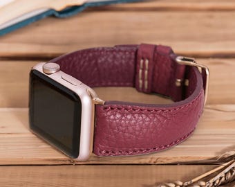 Apple Watch Band 38mm 40mm 41mm 44mm 45mm 46mm 49mm, Leather Handmade iWatch Strap, Series 11 10 9 8 7 6 5 Anniversary Gift For Her