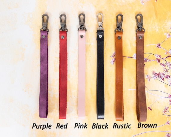 Genuine Leather Wristlet Strap for Phone Cases, Bags, Purses and Many More, iPhone Samsung Case Strap, Key Chain Strap, Personalized Gift