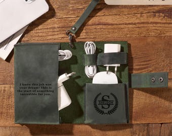 Personalized Cable Organizer: Corporate or Employee Gift for Boss, Coworker, or Retirement