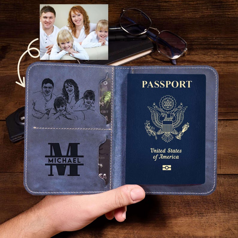 Passport Cover Personalized Gift For Him Men, Leather Passport Holder Gift For Dad,Passport Wallet Gift For Boyfriend,Christmas Gift Husband