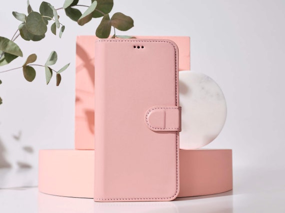 Premium Leather Folio Wallet Case for iPhone 15 Pro Max - Rose