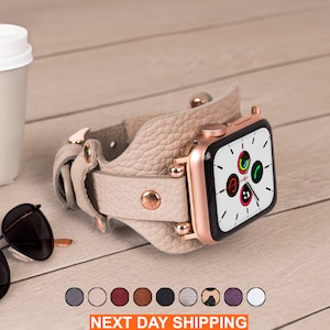 Christmas Gift Apple Watch Leather Band, Apple Watch Band Women, Apple Watch Ultra Band 49mm, Apple Watch Strap 38mm Women,40mm 44mm Armband