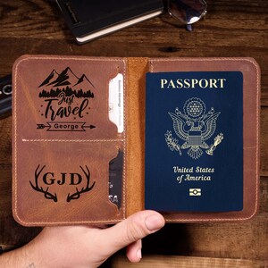 Passport Cover Personalized Gift For Him Men, Leather Passport Holder Gift For Dad,Passport Wallet Gift For Boyfriend,Christmas Gift Husband