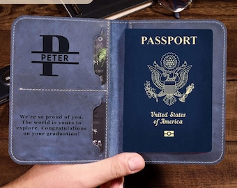Graduation Gifts for Him Leather Passport Holder