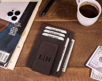 Custom Engraved Minimalist Card and Cash Holder Money Clip Gift for Husband, Dad, Boyfriend