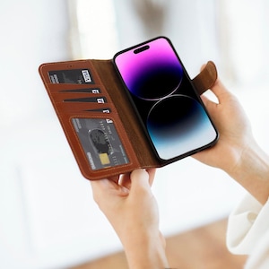 Leather Magsafe Case For iPhone 17 Pro Max, iPhone 16 Case, iPhone 15 Case, iPhone 14 Pro Wallet Case, Personalized iPhone Cover Christmas