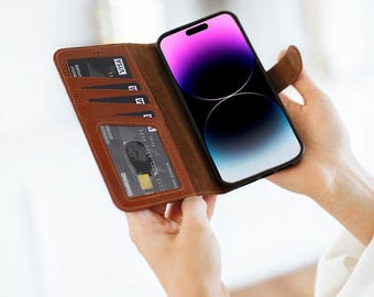 Leather Magsafe Case For iPhone 17 Pro Max, iPhone 16 Case, iPhone 15 Case, iPhone 14 Pro Wallet Case, Personalized iPhone Cover Christmas