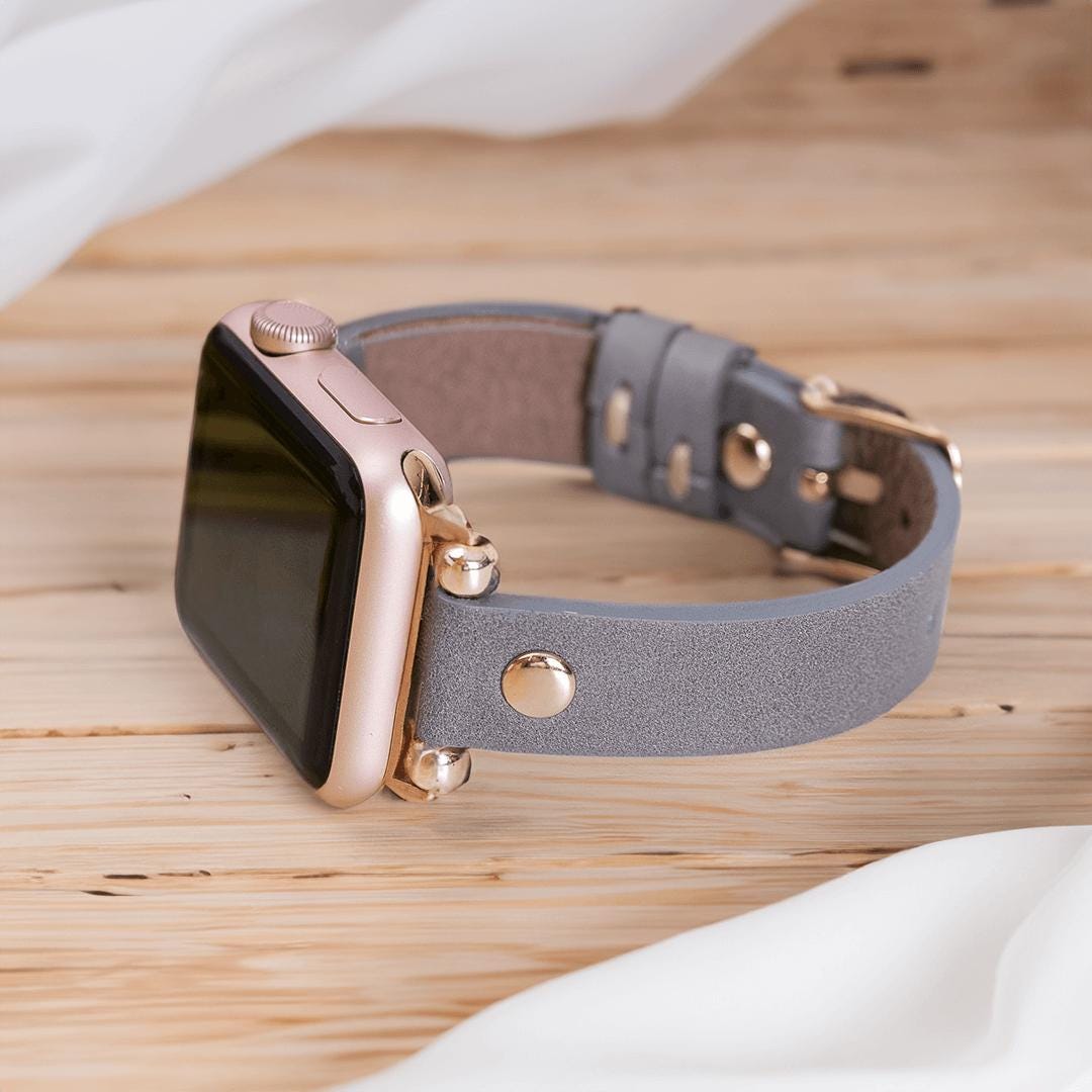 Grau Apple Watch Leder Band 38 mm 40 mm 41 mm 42 mm 44 mm 45 mm 49