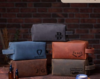 Custom Leather Toiletry Carry On Travel Bag For Men, Valentines Day Gift, Monogrammed Leather Dopp Kit, Men's Leather Toiletry Leather Bag