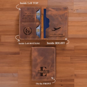 Funda de cuero para pasaporte para hombre y mujer, funda para pasaporte de viaje, funda plegable personalizada para pasaporte, regalo de San Valentín para él, funda personalizada para pasaporte.
