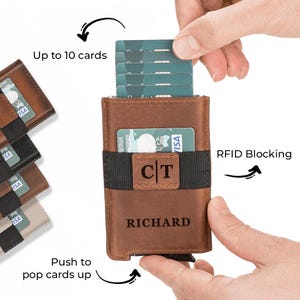 Engraved Dad Gift Men's Wallet, Custom Monogrammed Wallet, Pop-up Card Holder, Men's Wallets, Groomsman Wallet, Valentines Day Gift