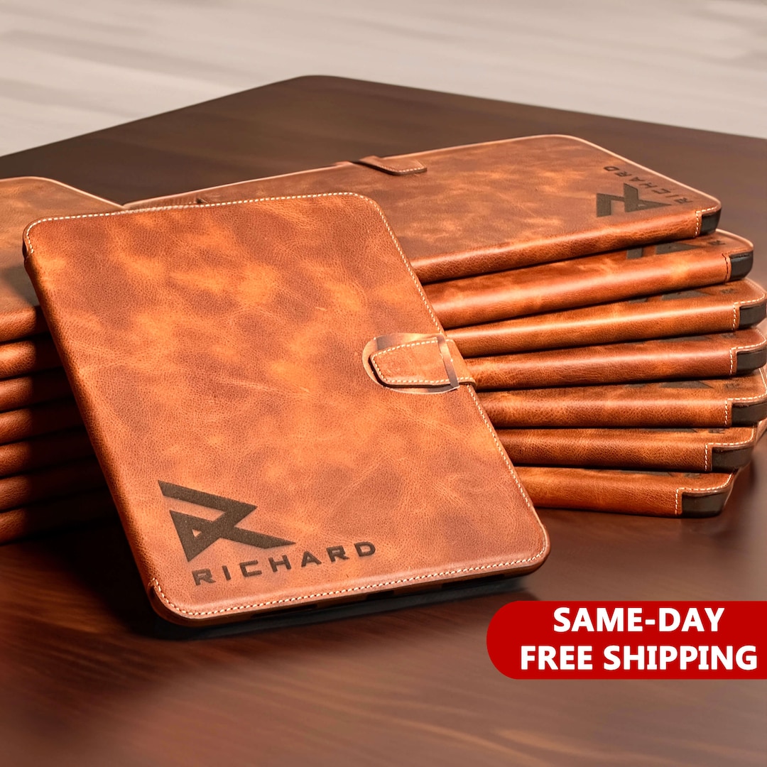 IPad Leather Folio Case, iPad Company Logo Case. iPad Pro Book Cover, iPad Pro 12.9, 11, iPad