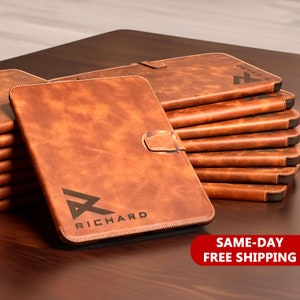 iPad Leather Folio Case, iPad Company Logo Case, iPad Pro 13, 12.9, 11, iPad Air 13, 11, 10.9 Case, 10.5, 10.2, iPad 10th Gen, iPad Cover
