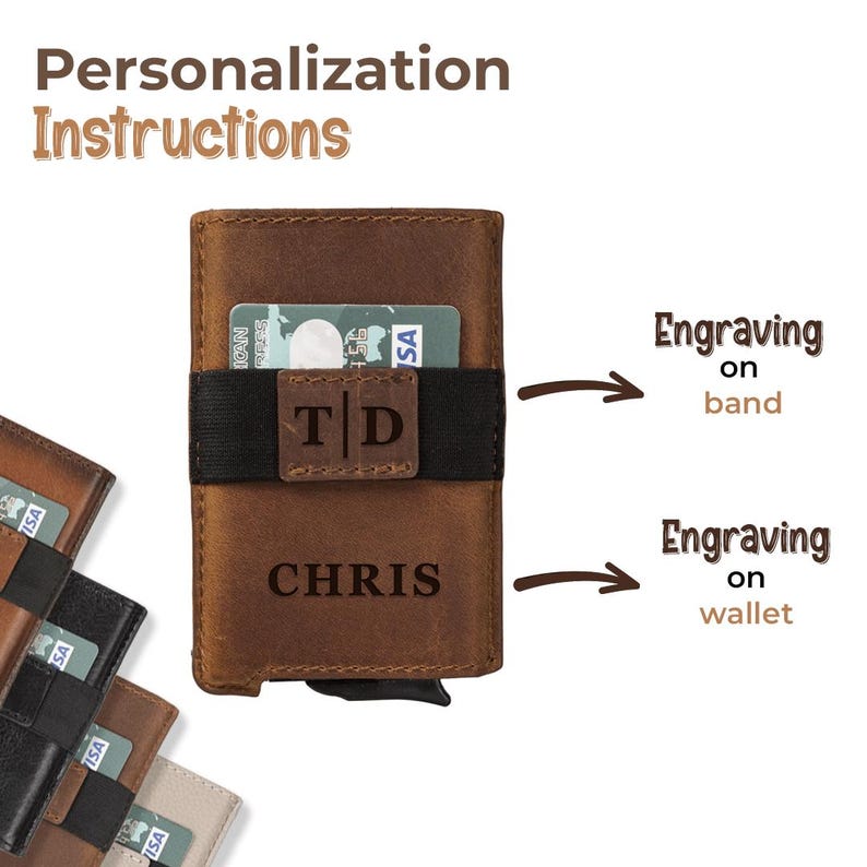 Engraved Dad Gift Men's Wallet, Custom Monogrammed Wallet, Pop-up Card Holder, Men's Wallets, Groomsman Wallet, Valentines Day Gift